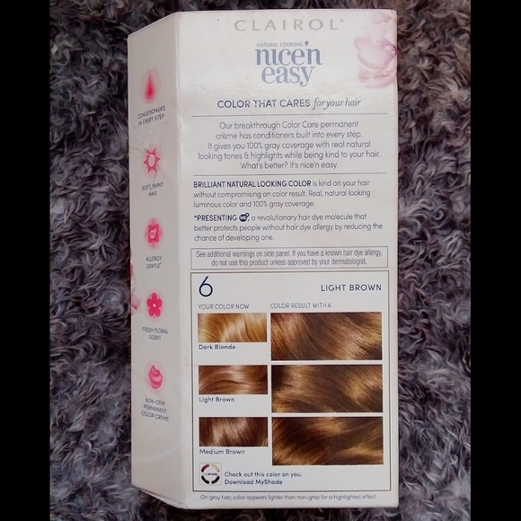 🆕️Clairol Nice N Easy Permanent Hair Dye (6 Light Brown) BNIB - Picture 4 of 9